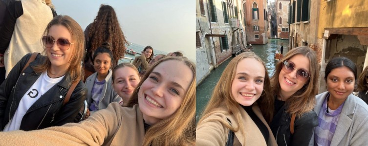 Monika Marchlewicz ze swoimi przyjaciółkami poznanymi podczas studiów  w ramach Programu Erasmus+ . Kliknij, aby powiększyć zdjęcie.